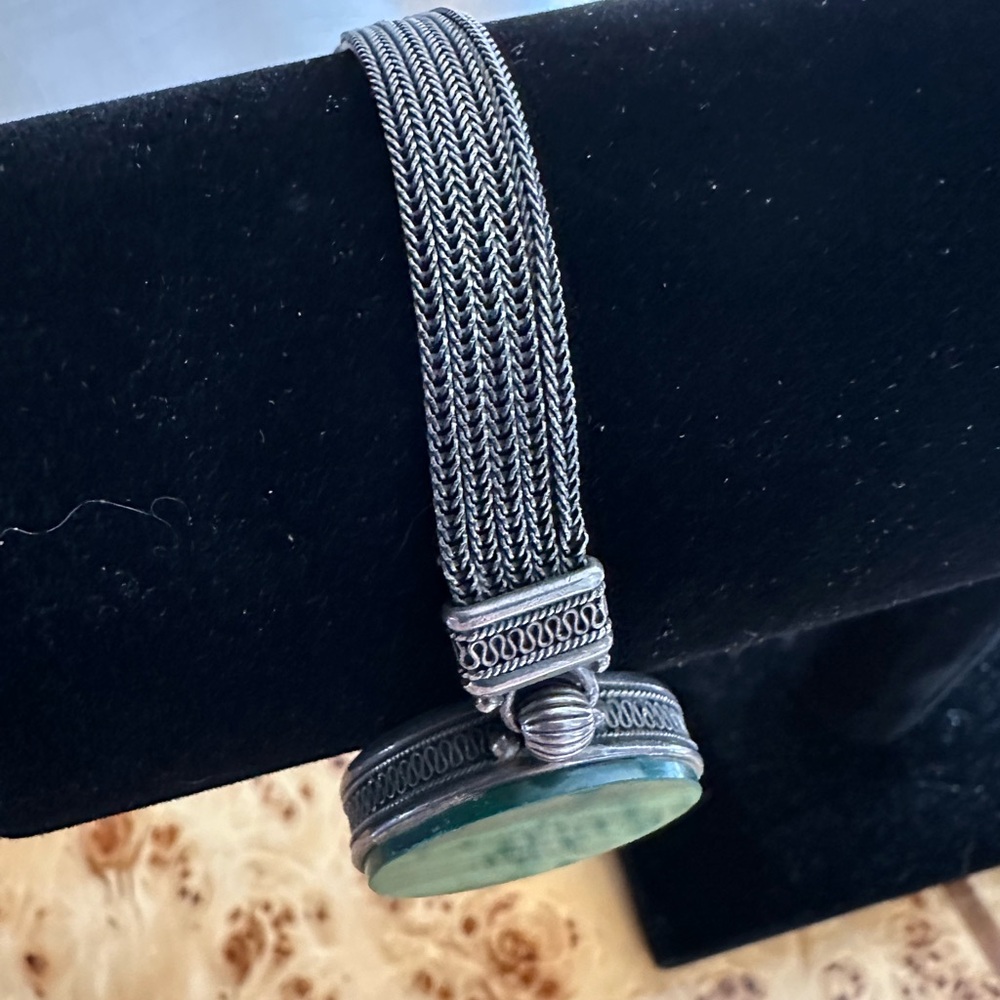 Vintage 925 Silver Malachite Bracelet Native - Picture 12 of 15